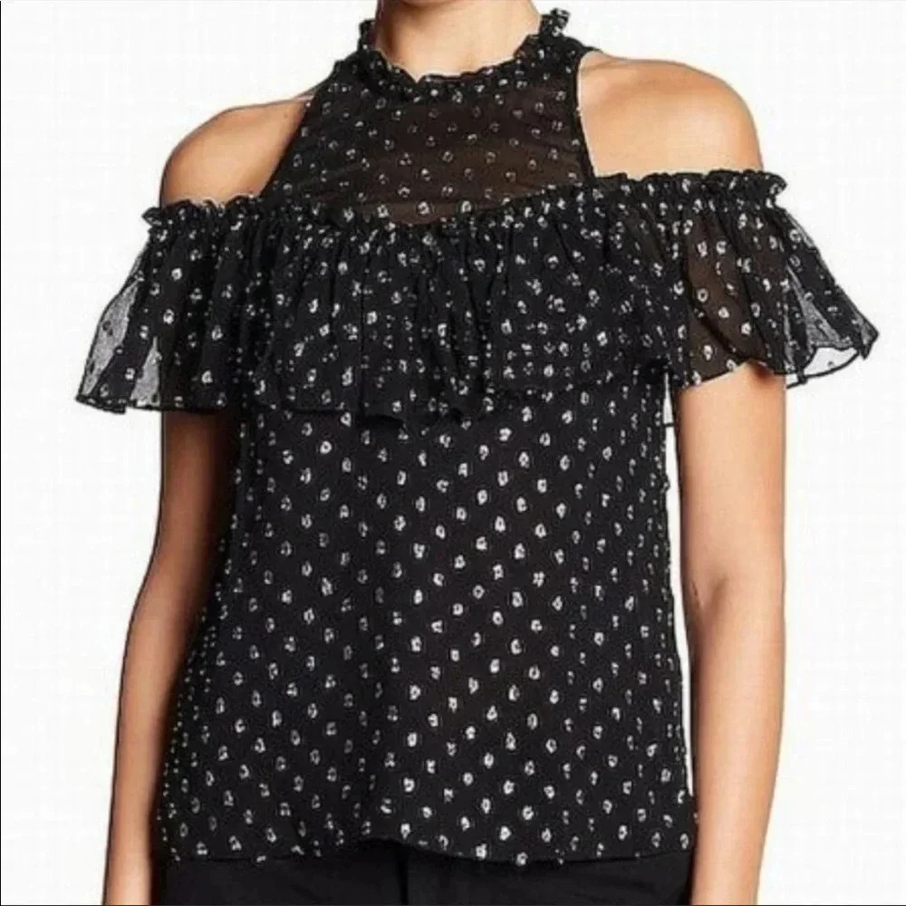 Rebecca Taylor metallic dot silk blouse
